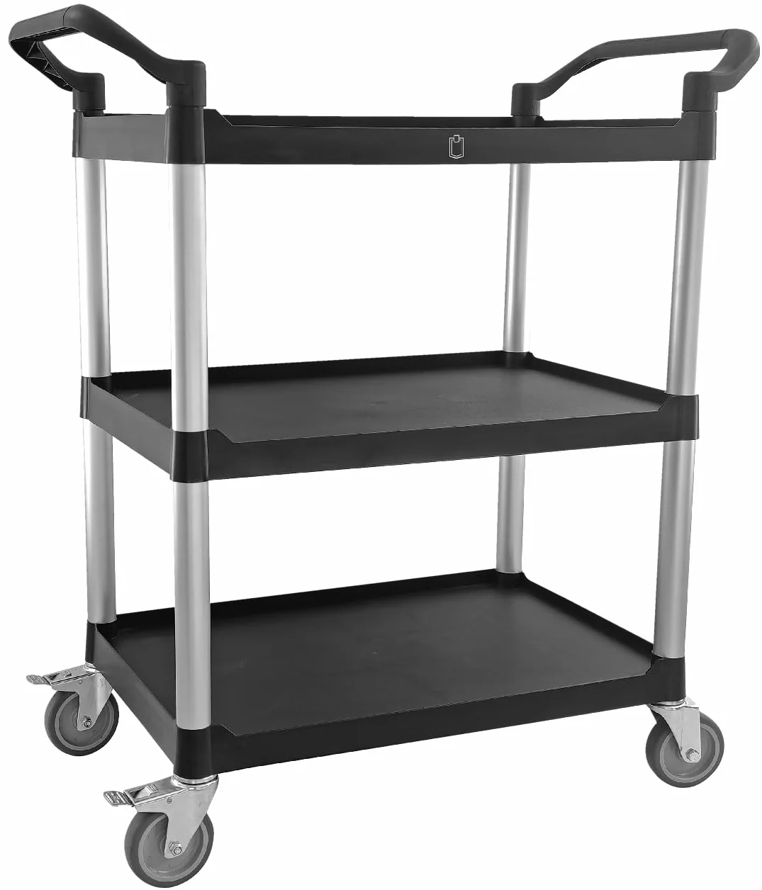METRO Professional Carro de Servicio GPT1003 con 3 estantes, Polipropileno/Aluminio, Ruedas con Freno, Negro