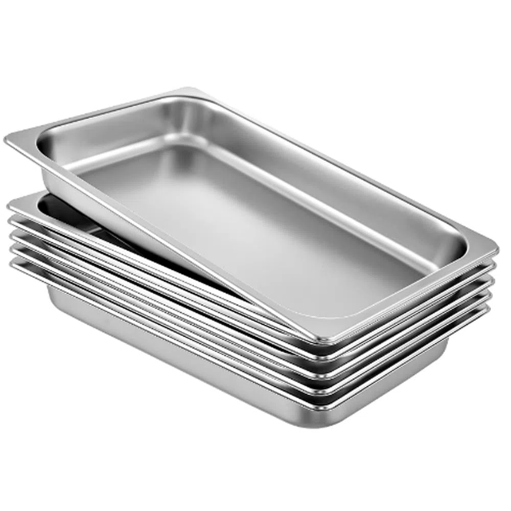 Lote 6 Cubetas Gastronorm GN 1/1-100 mm profundidad fabricadas en acero inoxidable. | Bandejas Horno | Bandejas Gastronorm 1/1 | Recipiente GN 1/1 530x320x100 mm | 13,3 lts