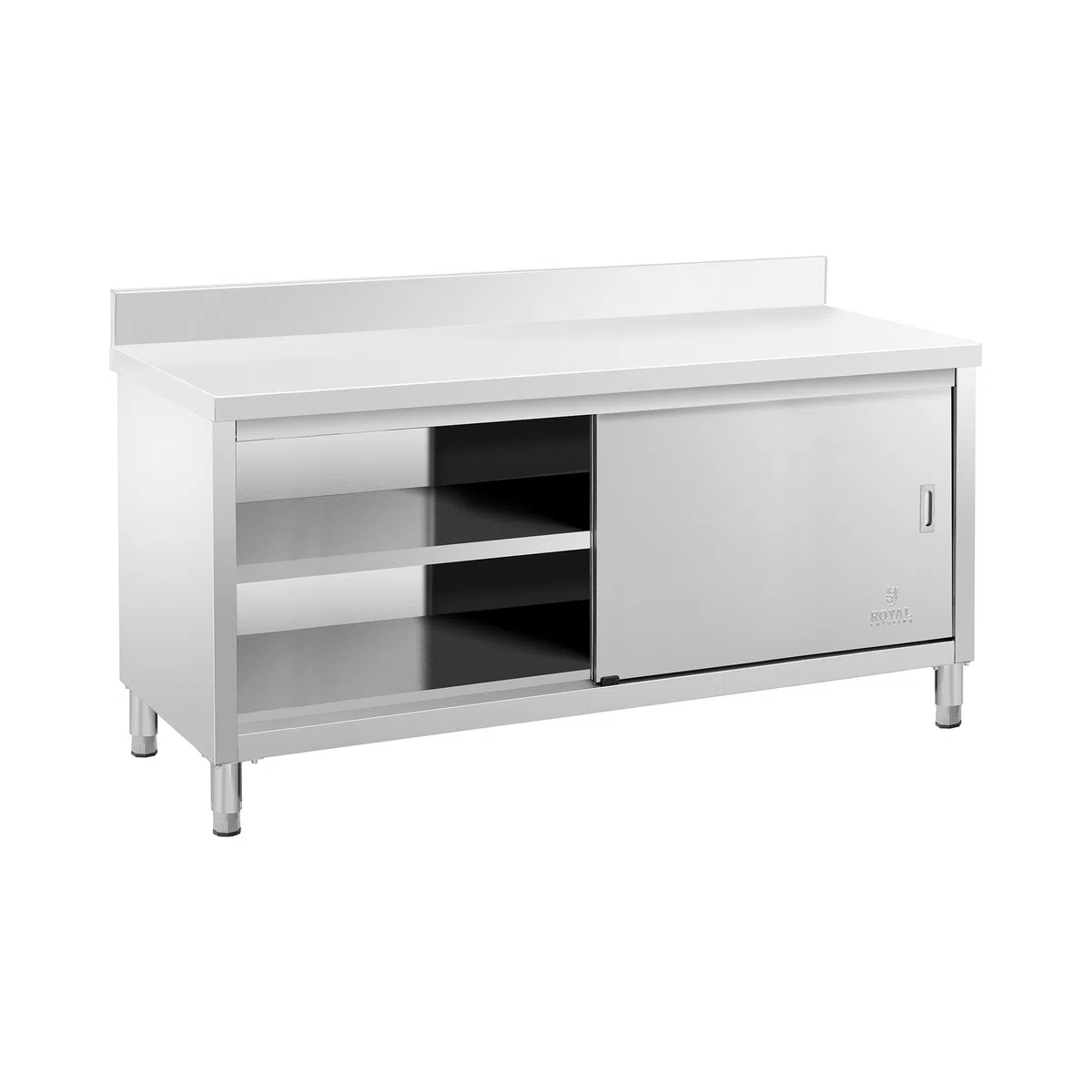Royal Catering Mueble Neutro en Acero Inoxidable Armario RCSSCB-180X60-E-B (180 x 60 cm, 2 puertas correderas, 600 kg de capacidad de carga)
