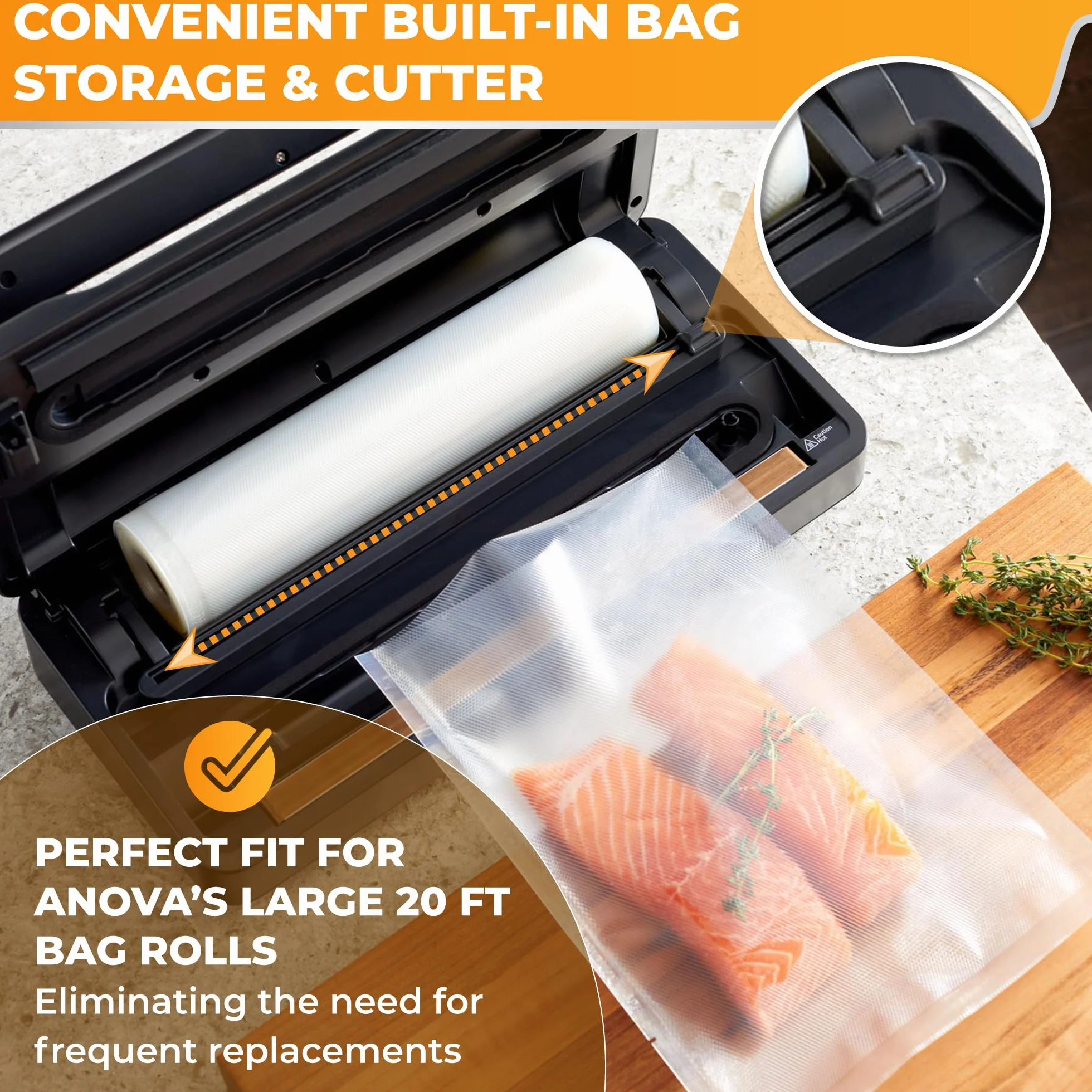 Anova Culinary Precision Sellador al vacío Pro, incluye 1 rollo de bolsa, para Sous Vide y almacenamiento de alimentos, negro, mediano