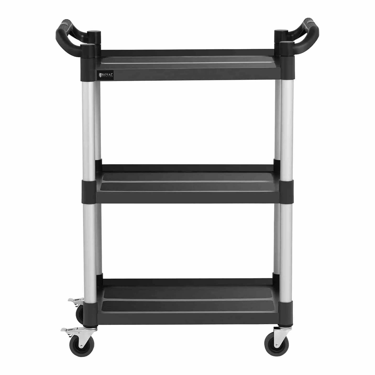 Royal Catering Carro De Servicio Carrito para Hostelería RC-PSTB3800 (3 estantes de 63 x 40 cm, Capacidad de Carga: 90 kg, Color Negro)