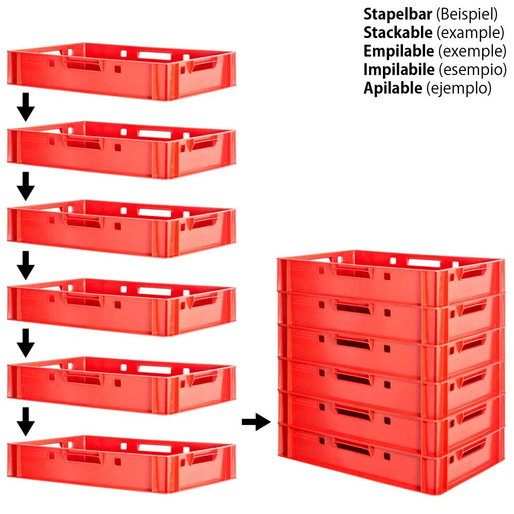 Euro Apilamiento de Plástico Caja Industrial Euro Caja Almacenamiento Eurobox E1 Kingpower, Número:8