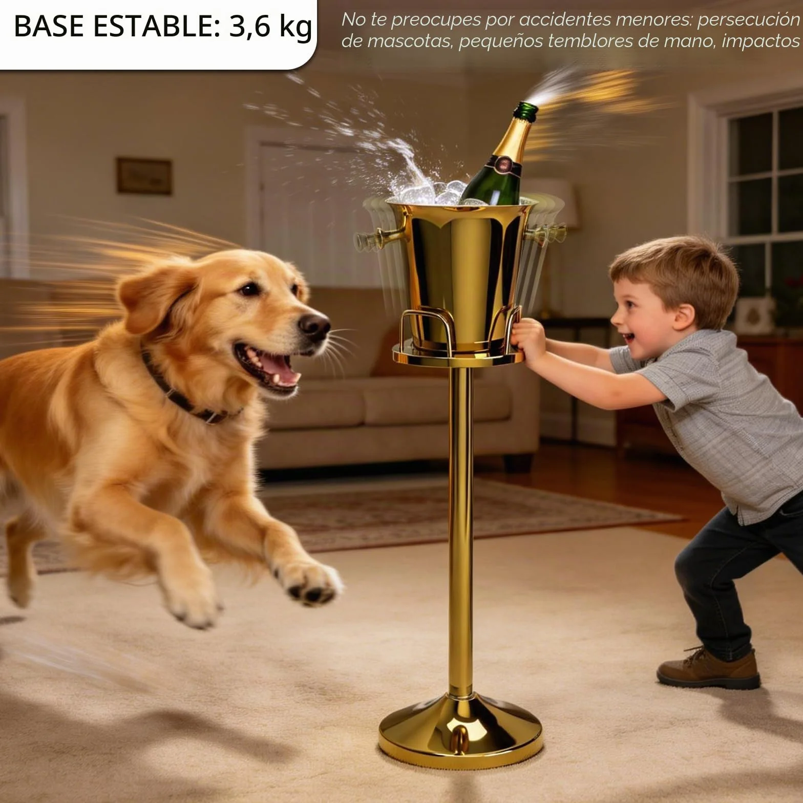GXFeng Cubitera de Hielo con Soporte 201, de Acero Inoxidable, con asa de Transporte, para Vino, champán, Cerveza, Clubes, Bares, Fiestas, 5 l