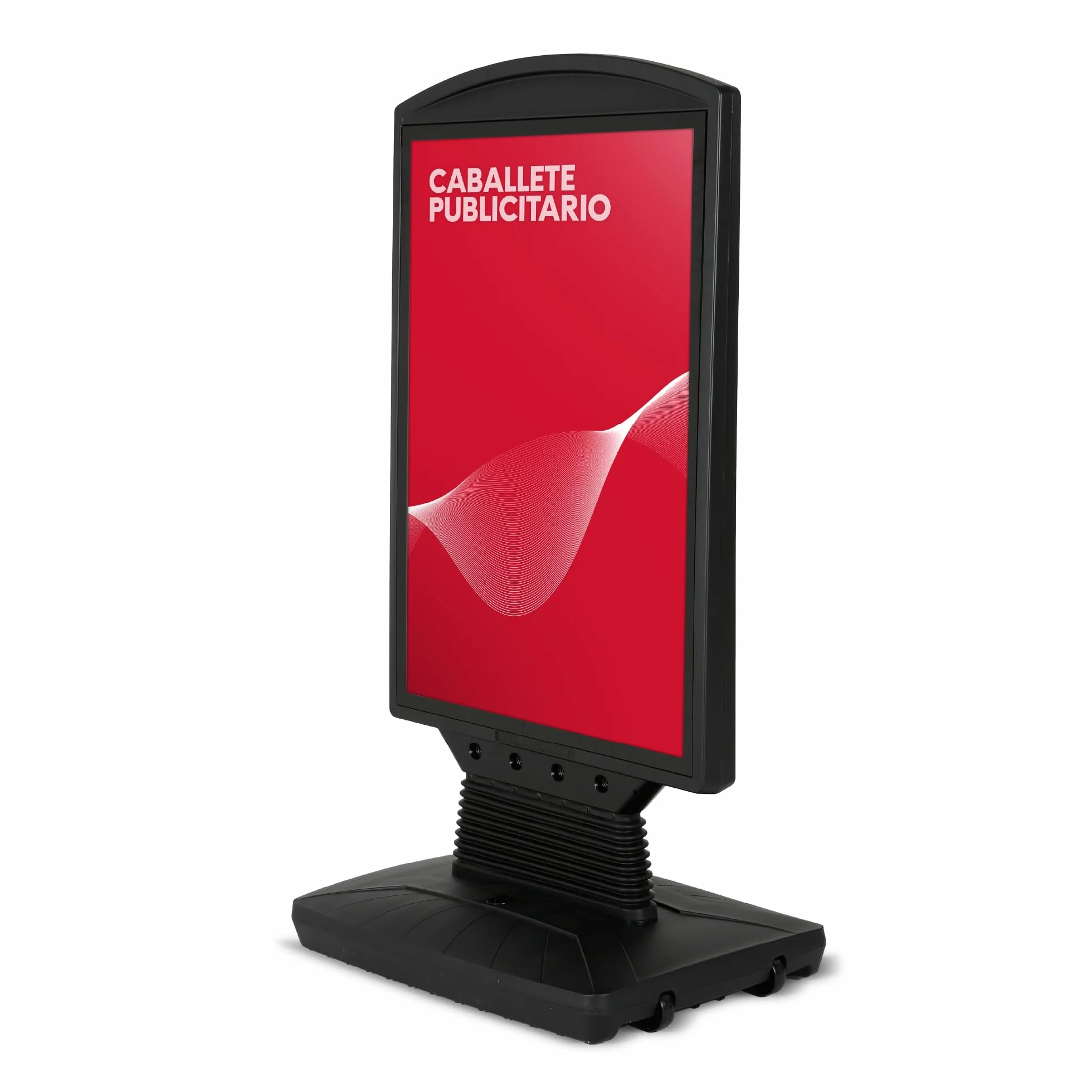 Caballete Publicitario Exterior Dortmund | Expositor Doble Cara Tamaño A1 con Base Rellenable y Ruedas | Soporte para Carteles Resistente al Viento y Agua | Con Protector UV