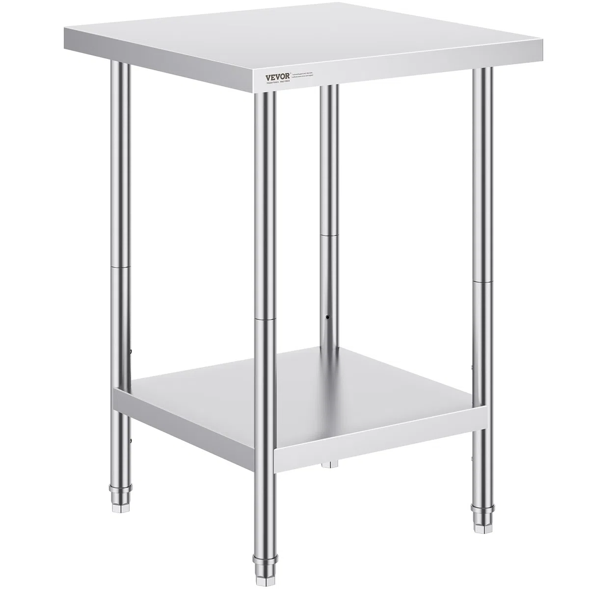 VEVOR Mesa de Trabajo de Acero Inoxidable 610x610x864 mm Mesa de Preparación de Alimentos 3 Niveles de Altura Regulables Estación de Trabajo Comercial para Almacenamiento de Alimentos para Restaurante