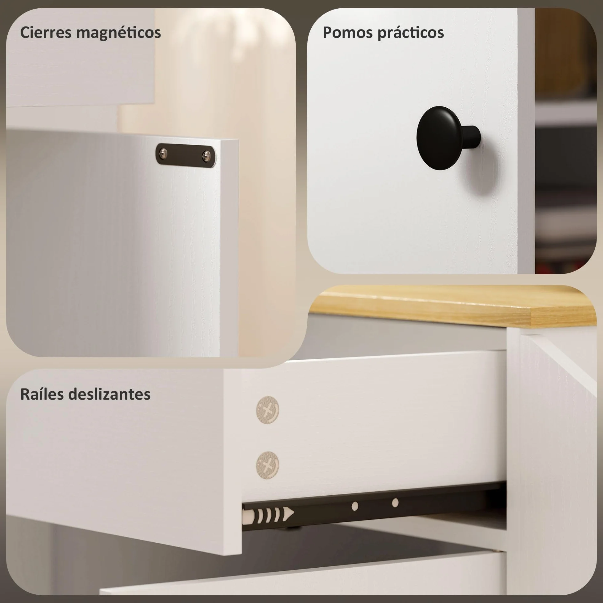 HOMCOM Isla de Cocina con Ruedas Carrito de Cocina Mueble Auxiliar de Cocina con 2 Puertas Cajón Especiero de 3 Niveles Toallero y Estante Ajustable 82x38x86,5 cm Blanco