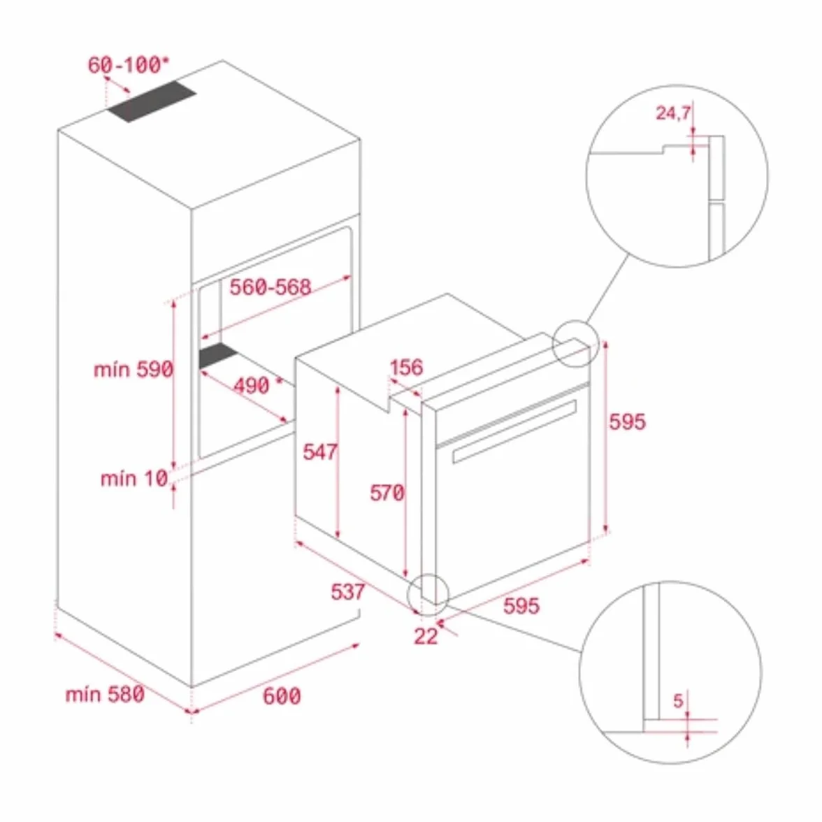 TEKA Horno Multifunción 60cm HydroClean ECO 6 Funciones Guías Plus Extension Bandeja Antivuelco Clase A+ NEO HSB 6150 FBK
