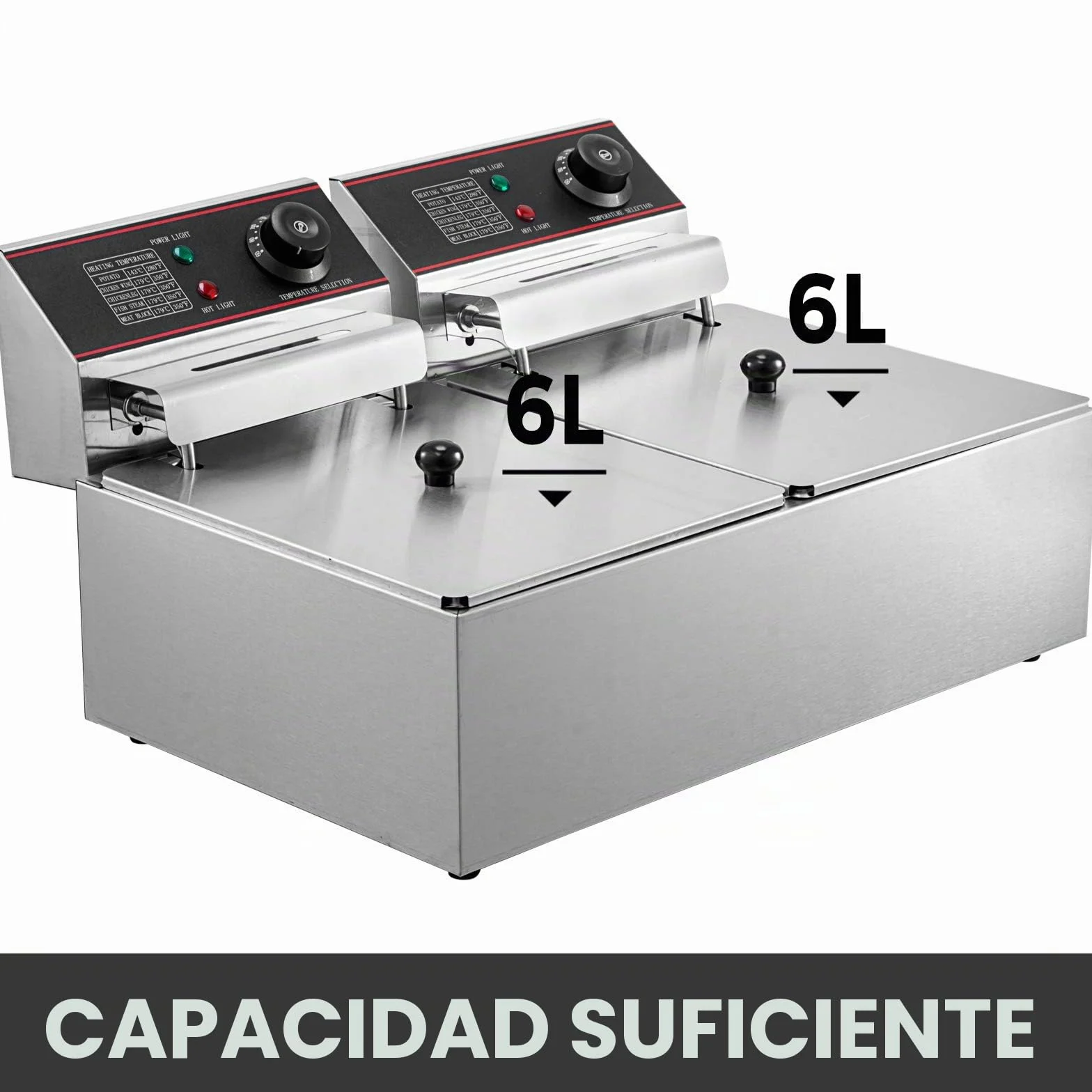 VEVOR Freidora Eléctrica Profesional 12L 5000W Acero Inoxidable Doble Tanque